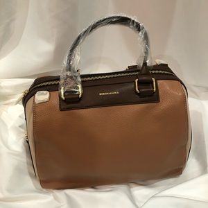 BCBG tricolor leather satchel handbag